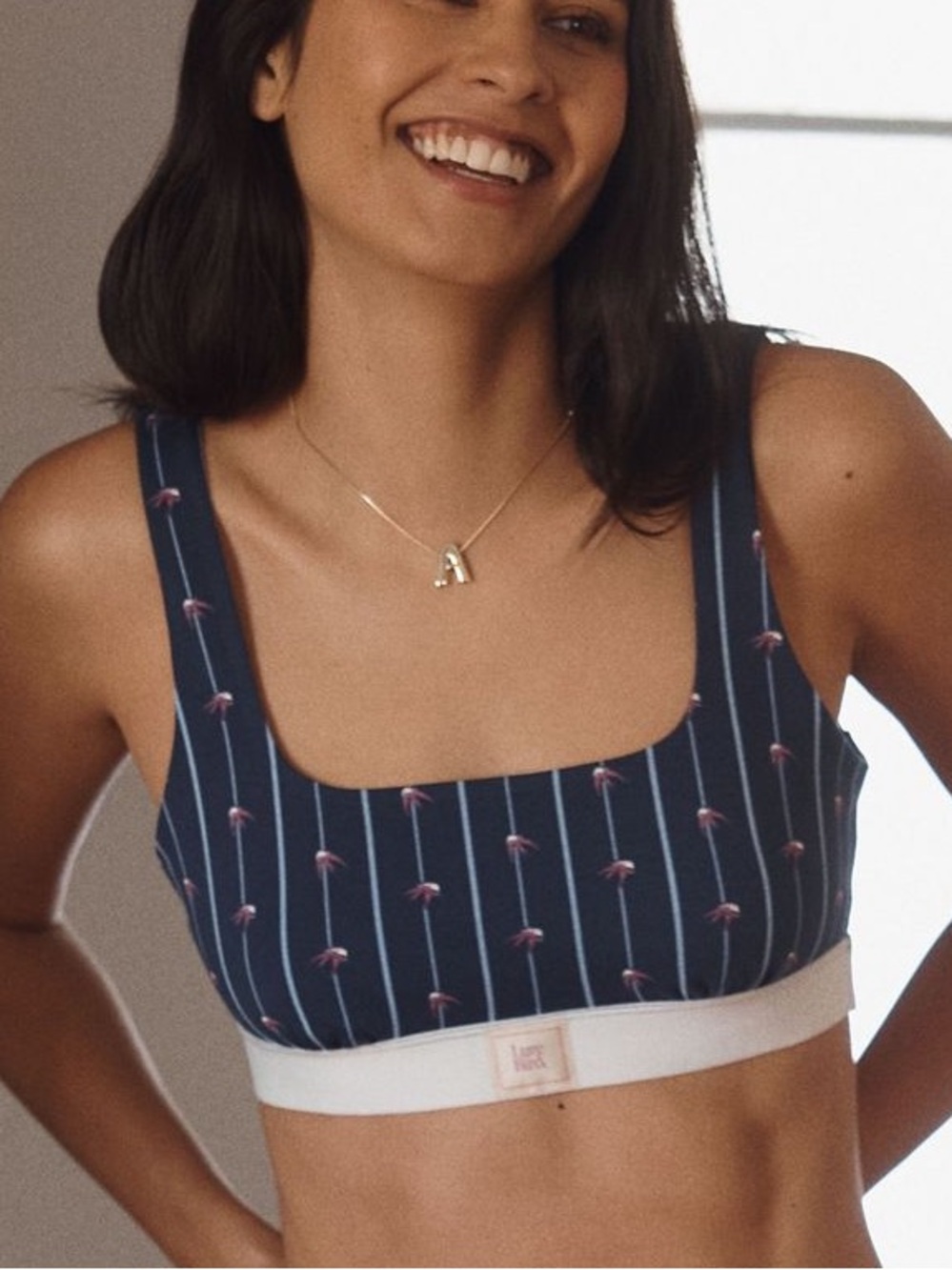 NWT Anthropologie The LyreBird CottonCloud Bird Print Scoop-Neck Bra
